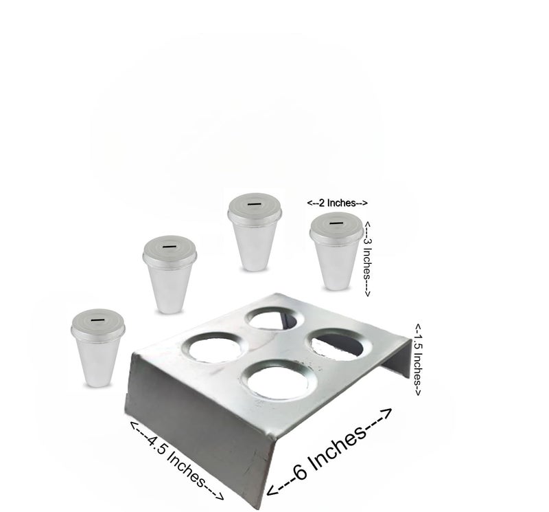 Rinkle Trendz Aluminium Kulfi Ice Cream Mould with Lid Hole Set of 4 Kulfi Mould Kulfi Maker with Stand - Image 2
