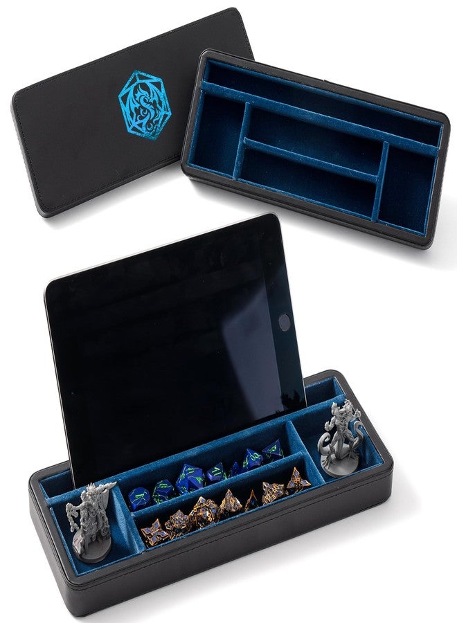 Soar Forge Sanctum Dice Box - Premium Case & Dice Tray for DND - Phone/Pen Slot, Magnetic Lid and Storage for your Sets, Mini's and More - Felt-Lined Vault Holder for D&D and RPG (Large-Size Blue) - Image 1