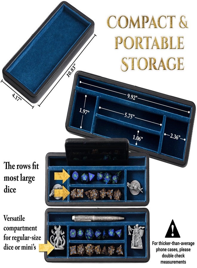 Soar Forge Sanctum Dice Box - Premium Case & Dice Tray for DND - Phone/Pen Slot, Magnetic Lid and Storage for your Sets, Mini's and More - Felt-Lined Vault Holder for D&D and RPG (Large-Size Blue) - Image 2