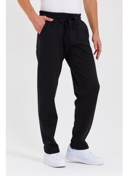 mmetalic Black Back Pocket Label Detailed Straight Leg Men's Cotton Sweatpants  - Image 3