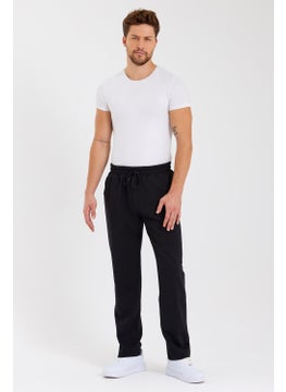 mmetalic Black Back Pocket Label Detailed Straight Leg Men's Cotton Sweatpants  - Image 4