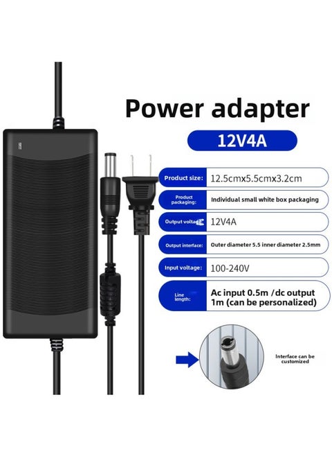 محول طاقة 12V5A مصباح LED مع شاشة LCD محرك صوت لمراقبة القرص الصلب 3A4A6A8A10A-اللون: 12V4A 48W