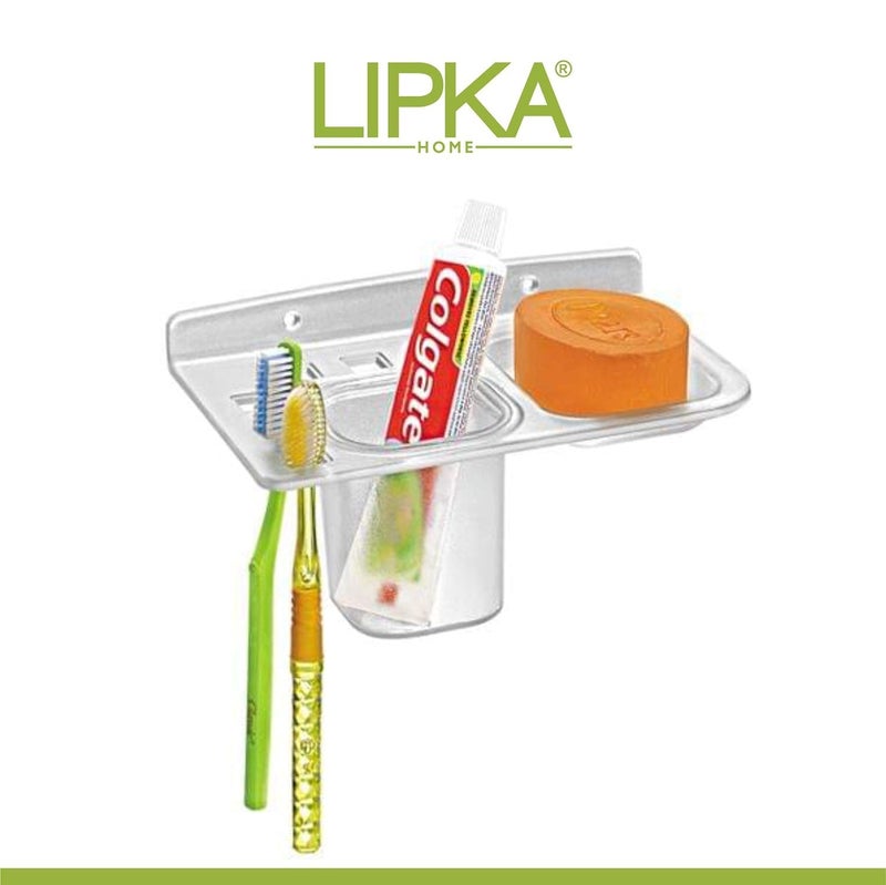 Lipka حامل صابون ليبكا ABS مفرد/حامل صابون/حافظة مع كوب/حامل فرشاة أسنان - مثبت على الحائط، ملحقات/منظم الحمام - غير قابل للكسر - Image 3