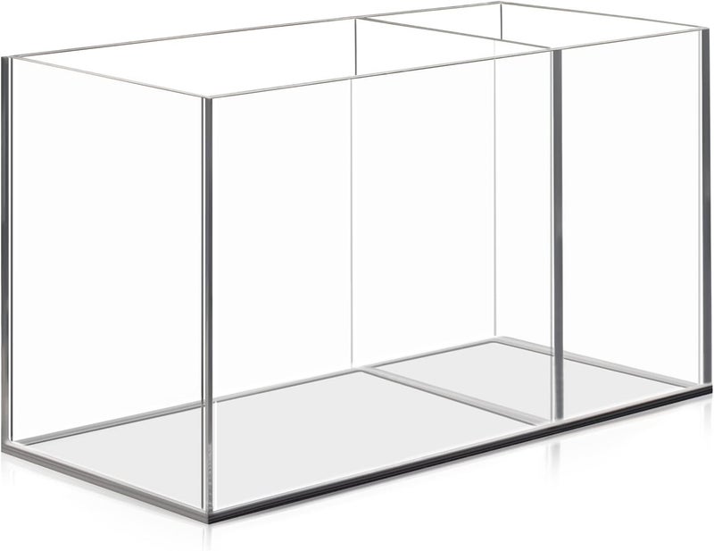Uquelic Acrylic Pen Pencil Holder, 2 Compartments Clear Pen Pot - Desktop Stationery Storage Makeup Brushes Holder for Desk, Acrylic Organiser Pen Holder Desk Tidy - Image 1
