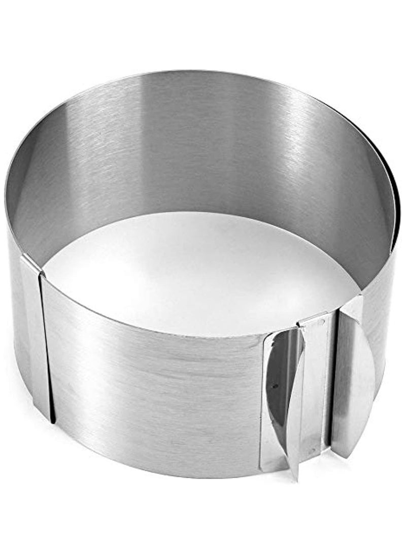 Festive Gallery Stainless Steel Circle Mousse Ring Baking Tool Set Cake Mould Mold Size Adjustable Bakeware 16-30cm, Silver - Image 1