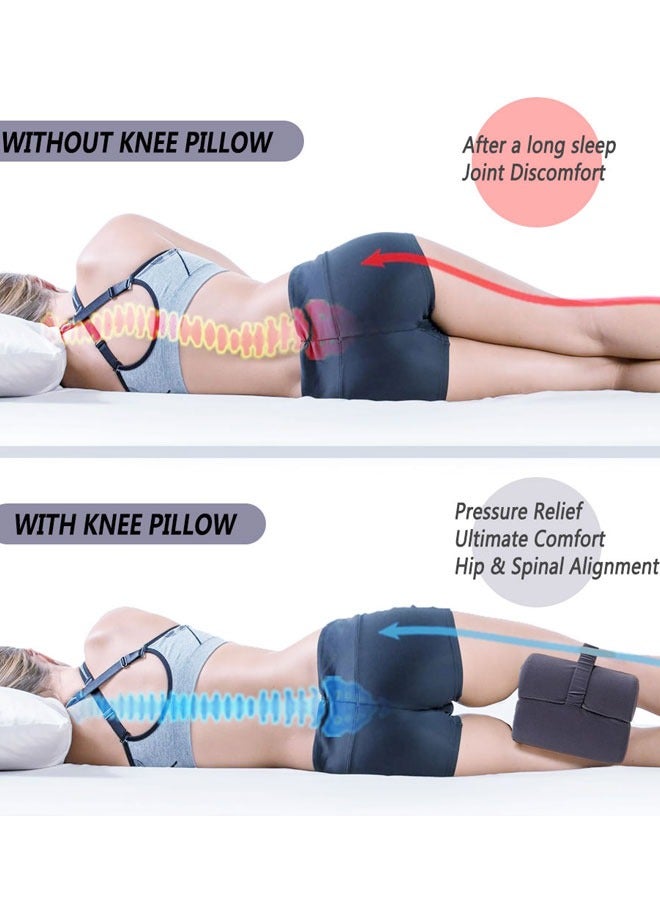 HAWAWA Memory Foam Leg Pillow Foldable 2-in-1 Design Knee Support Pillow for Side Sleeper, Leg Pad Cushion with Adjustable Strap & Removable Cover for Back, Hip, Pregnancy, Removable & Washable Cover - Image 4