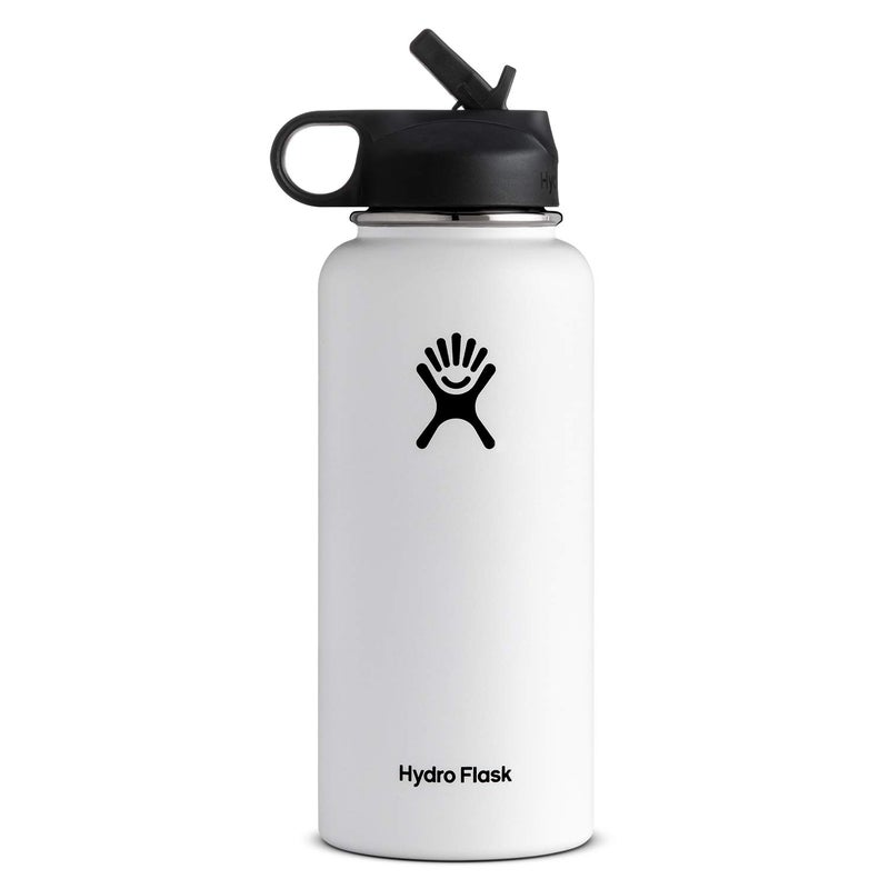 Hydro Flask Vacuum Insulated Stainless Steel Water Bottle Wide Mouth with Straw Lid (White  32-Ounce) - Image 1
