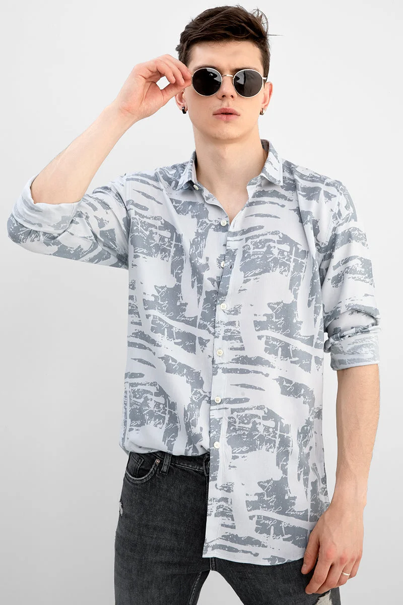 SNITCH Raw White & Grey Abstract Print Shirt