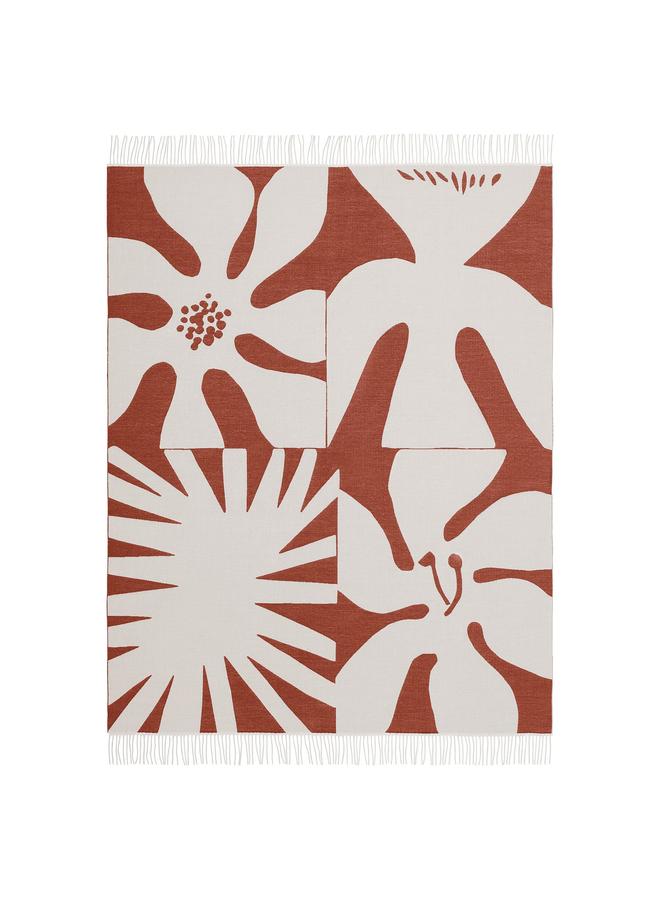 erorex Throw, Orange/Floral Pattern, 130X170 Cm - Image 3