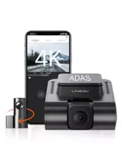 LINGDU V620 Dash Cam 4K Front and Rear 1080P,Dual Camera for Cars,2.4”Screen Dash Cam with Rear Cam Car DVR,ADAS Support,Built-in GPS,WiFi6,Bluetooth,Sets 24-hours Parking Monitor,Dash cam with Voice Control and App Control,60fps Maximum Video Transmission Frame Rate  - Image 1