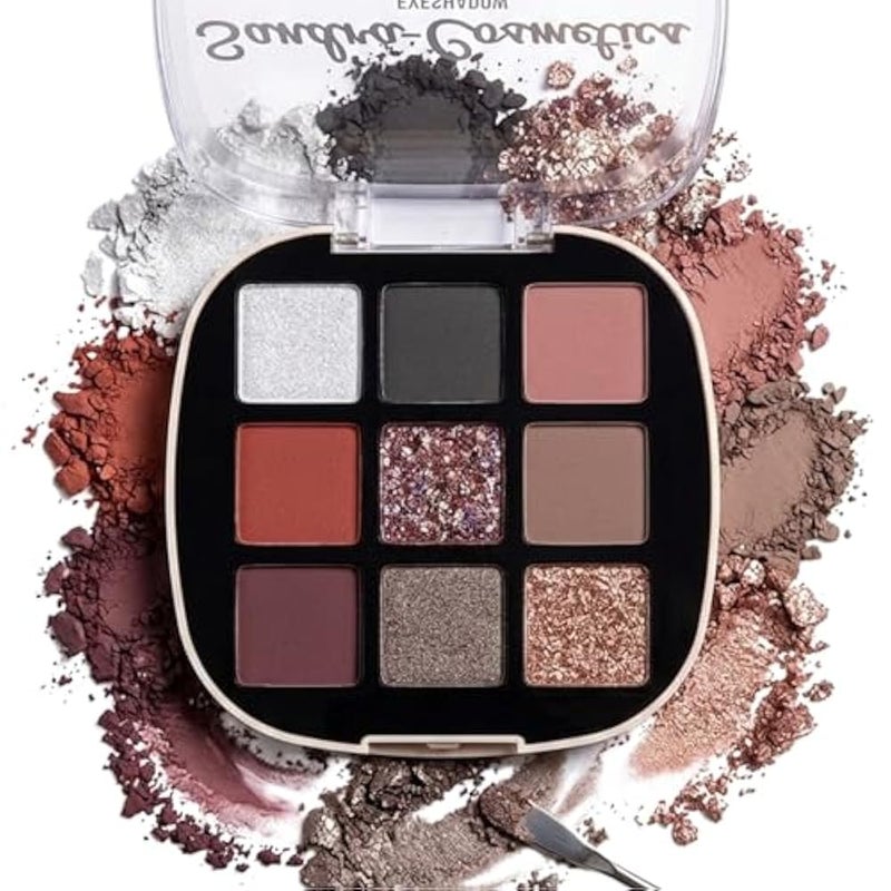 9 Color Eyeshadow Makeup Palette, Natural Nude Matte Shimmer Glitter Pigment Eye Shadow Palette Set, Vegan & Cruelty-free (9 COLOR) - Image 1