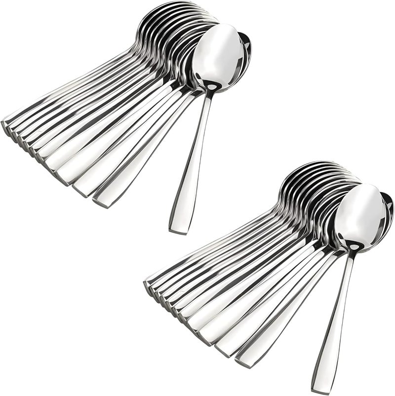 Parage 24 Pieces Stainless Steel Spoons Set, Dinner Spoon Length 16cm, Food Grade Silverware for Home & Kitchen- Mirror Polished, 24 Silver Spoons - Image 1