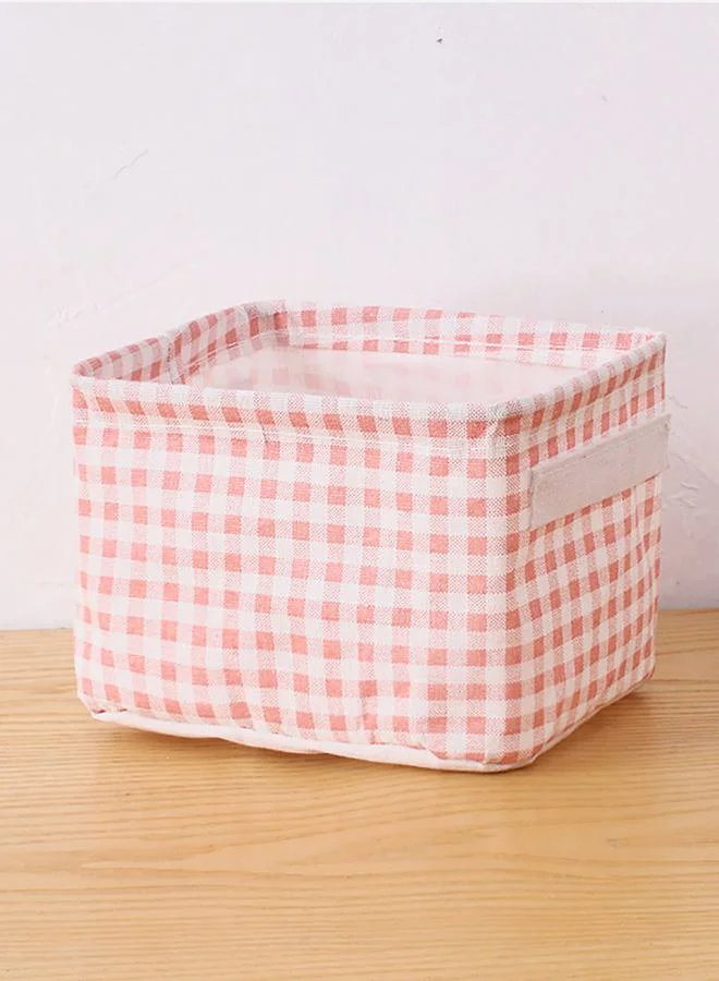 Styli Gingham Pattern Pink Storage Basket