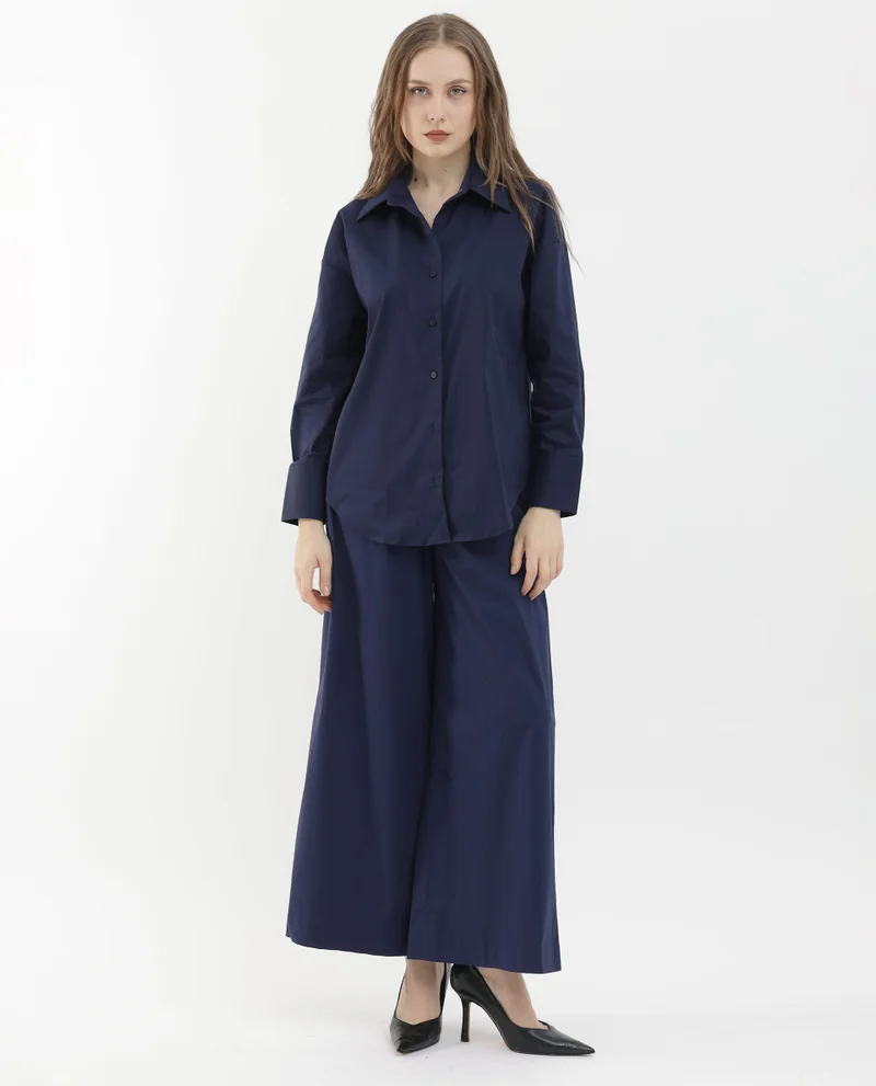 Rareism Women's Boxy Fit Collared Button-Down Shirt