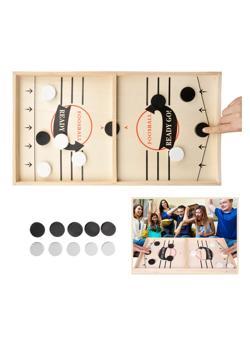 Large Size Fast Sling Puck Game Board Foosball Slingshot Wooded Hockey Game Foosball Sling Puck Fastrack for Adult and Kid Ready Go Big Slingpuck Board Game for Child and Adult.