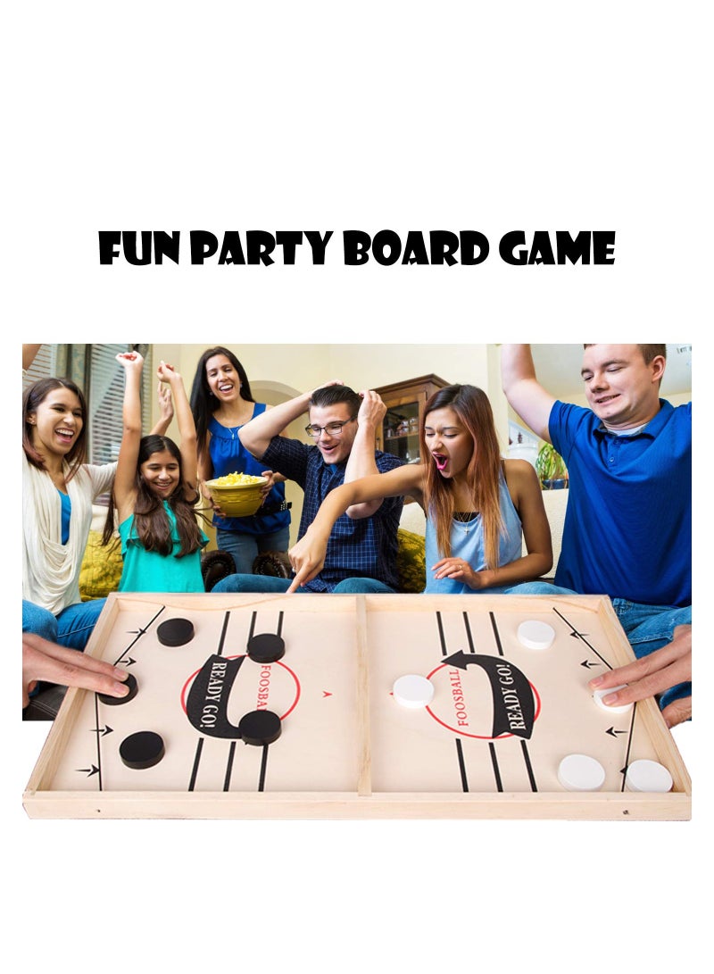 Large Size Fast Sling Puck Game Board Foosball Slingshot Wooded Hockey Game Foosball Sling Puck Fastrack for Adult and Kid Ready Go Big Slingpuck Board Game for Child and Adult.
