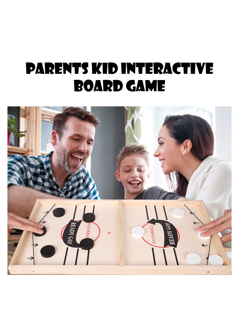 Large Size Fast Sling Puck Game Board Foosball Slingshot Wooded Hockey Game Foosball Sling Puck Fastrack for Adult and Kid Ready Go Big Slingpuck Board Game for Child and Adult.