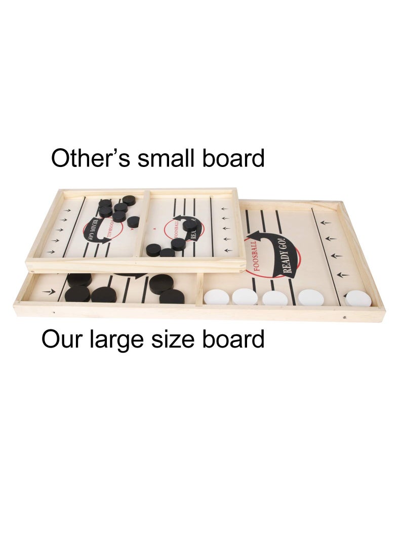 Large Size Fast Sling Puck Game Board Foosball Slingshot Wooded Hockey Game Foosball Sling Puck Fastrack for Adult and Kid Ready Go Big Slingpuck Board Game for Child and Adult.