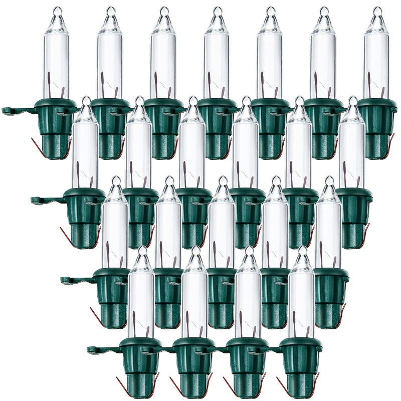 Mudder Mudder 60 Count Replacement Christmas Tree Light Bulbs 25v 0425 Watt Replacement Bulb Mini Incandescent Wire String Lights Decoration for Prelit Xmas TreeGreen Base with Warm White Bulb 