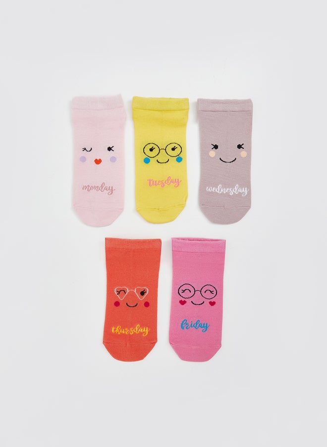 LC WAIKIKI Girls Patterned  Trainer Socks 5 Pack - Image 1