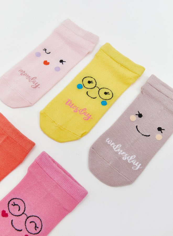 LC WAIKIKI Girls Patterned  Trainer Socks 5 Pack - Image 2