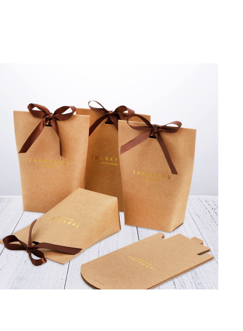 أكياس هدايا شكر مع شرائط، أكياس هدايا من ورق كرافت، أكياس حفلات، أكياس حلوى، أكياس كعك لحفلات الزفاف، ودش العروس، وحفلات عيد الميلاد 40 قطعة - Image 3