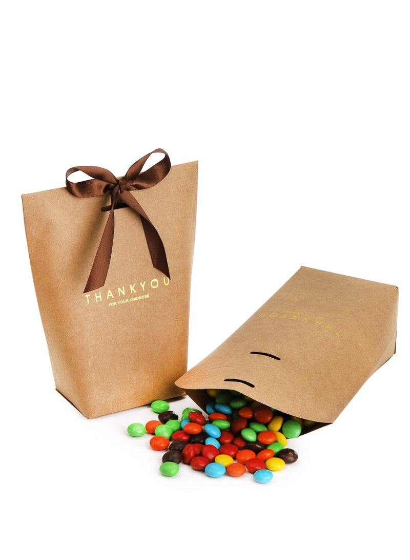 أكياس هدايا شكر مع شرائط، أكياس هدايا من ورق كرافت، أكياس حفلات، أكياس حلوى، أكياس كعك لحفلات الزفاف، ودش العروس، وحفلات عيد الميلاد 40 قطعة - Image 4