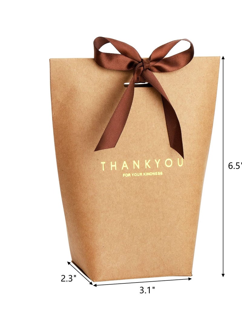 أكياس هدايا شكر مع شرائط، أكياس هدايا من ورق كرافت، أكياس حفلات، أكياس حلوى، أكياس كعك لحفلات الزفاف، ودش العروس، وحفلات عيد الميلاد 40 قطعة - Image 5