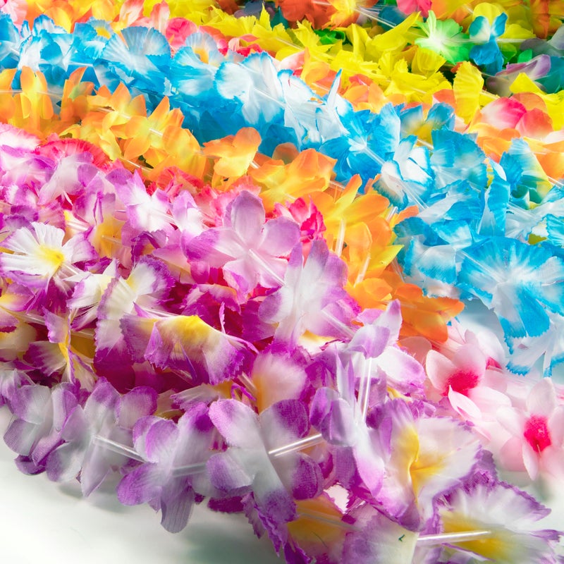 Crazy Games 50 Count Hawaiian Leis Set Necklace Bulk for Kids & Adults â€“ Tropical Luau Flower Lei Necklaces, Multicolor Party Favors for Hawaii Decor Birthday, Beach Wedding, Easter Parties & Holiday Decorations - Image 2