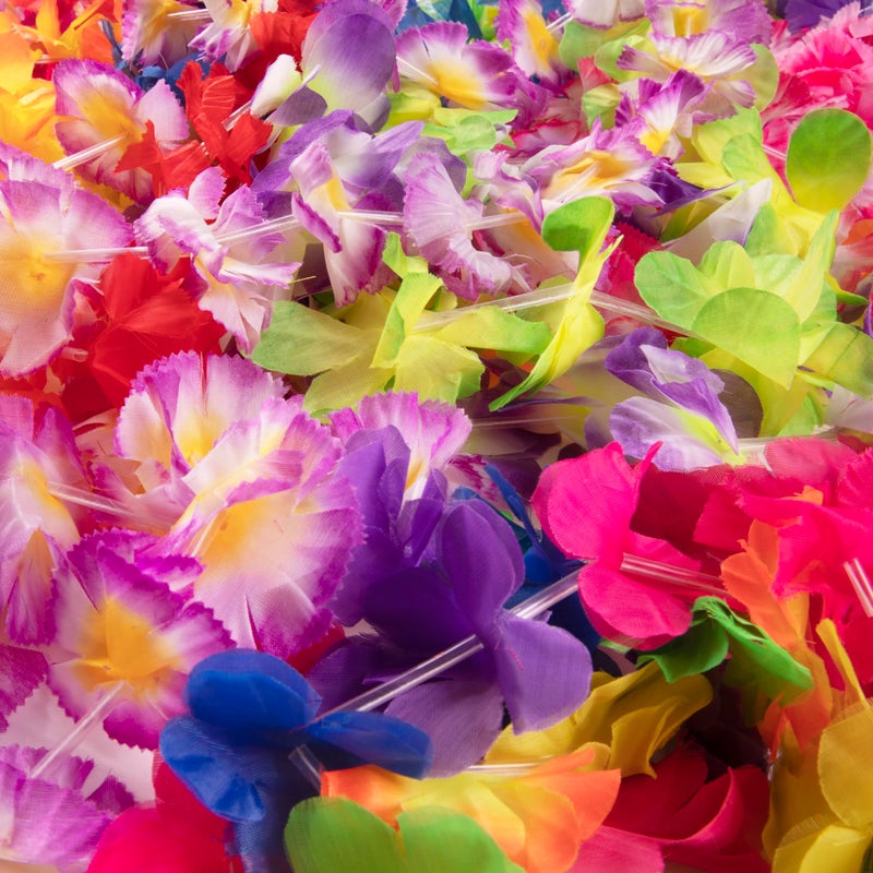 Crazy Games 50 Count Hawaiian Leis Set Necklace Bulk for Kids & Adults â€“ Tropical Luau Flower Lei Necklaces, Multicolor Party Favors for Hawaii Decor Birthday, Beach Wedding, Easter Parties & Holiday Decorations - Image 3