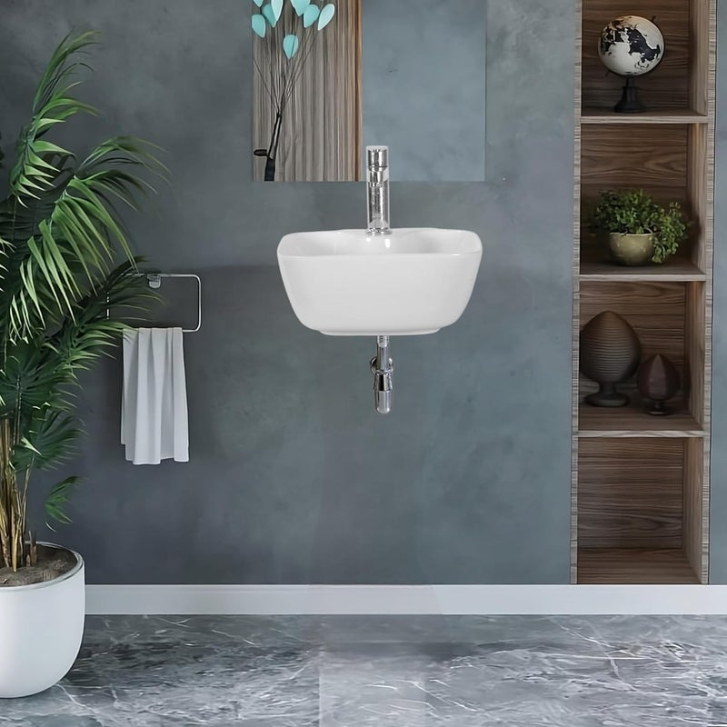 SYON Syon JENNY Table Top Wall Hung Wash Basin 13x12 WHITE  - Image 3