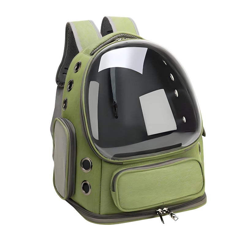 Miaoaws Cat Bubble Backpack,Breathable Cat Backpack Carrier Large Space Pet Travel Carrier for Kitty Small Dogs up to 15lbs,Transparent Cat Carrier for Hiking Camping Outdoor Travel (Green) - Image 1