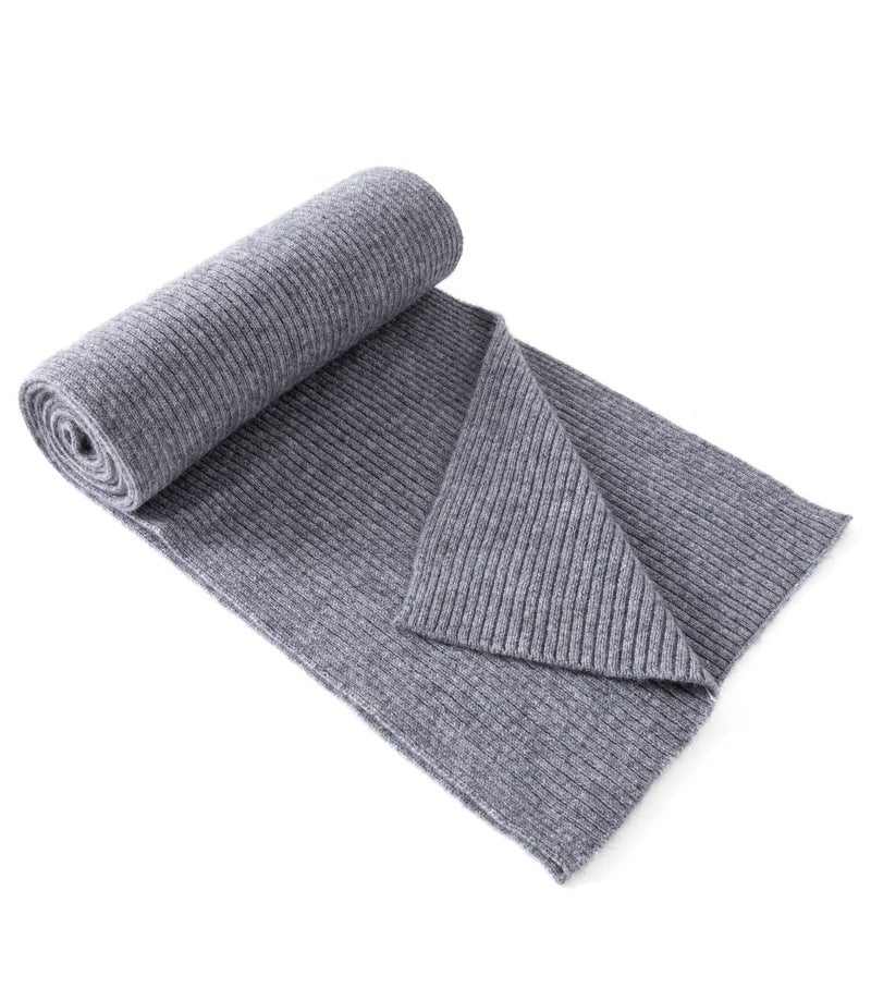 Lallier Cashmere Wool Scarf, Ultra Soft Classic Ribbed Solid Color Winter Scarf for Men and Women with Gift Box, Gray - Image 1