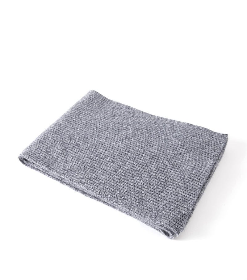 Lallier Cashmere Wool Scarf, Ultra Soft Classic Ribbed Solid Color Winter Scarf for Men and Women with Gift Box, Gray - Image 4