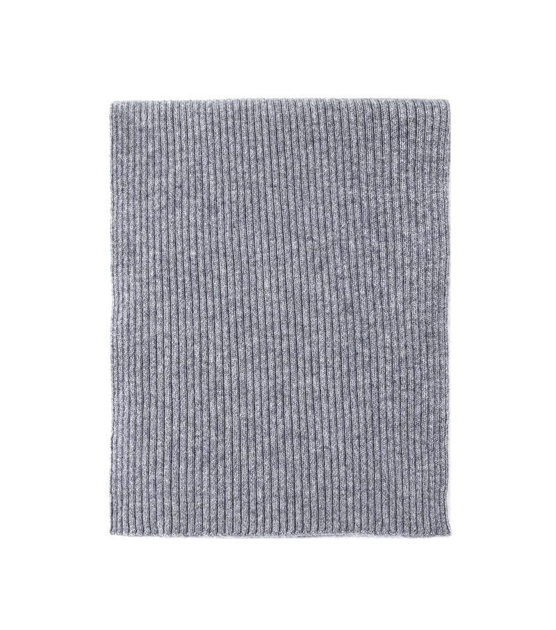 Lallier Cashmere Wool Scarf, Ultra Soft Classic Ribbed Solid Color Winter Scarf for Men and Women with Gift Box, Gray - Image 5