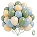 awenztech 60pcs Sage Green Dusty Blue Balloons 12inch Blue and Green Balloon with Nude Sand White Balloons for Wedding Anniversary Baby Shower Birthday Party Decorations - Image 2