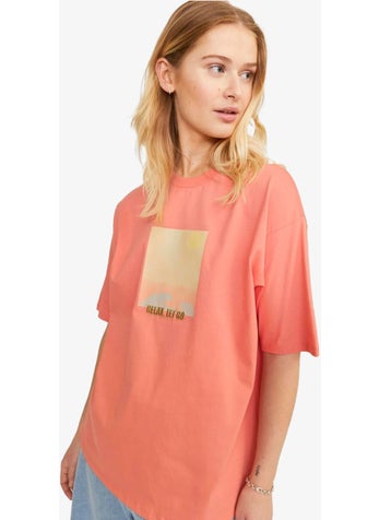 JJXX Jxpaige Women's Orange T-Shirt 12252311-BURNTCORAL  - Image 2
