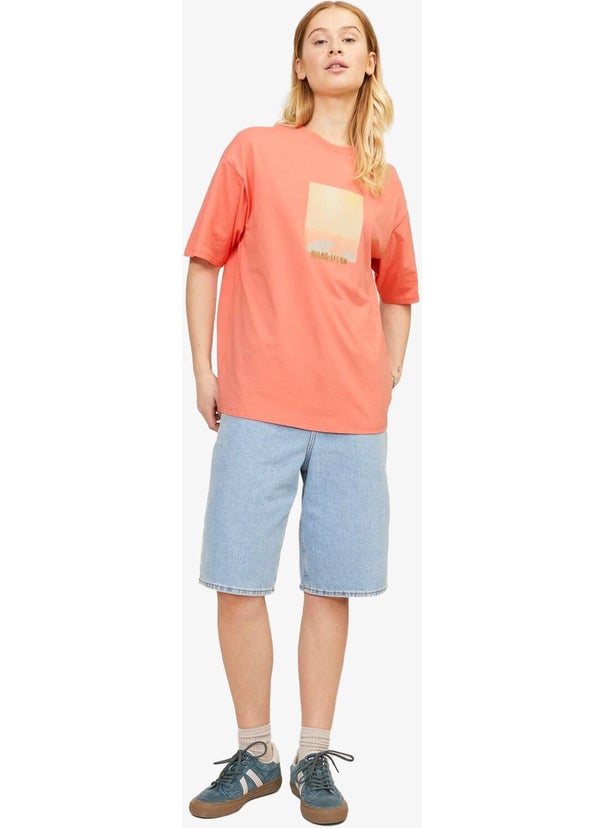 JJXX Jxpaige Women's Orange T-Shirt 12252311-BURNTCORAL  - Image 3