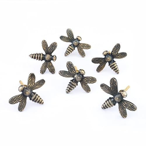Perilla Home Set of 6 Exquisite Metal Dragonfly Cabinet Knob Premium Antique Gold Finish Decorative Hardware for Doors Drawers and Furniture Durable Intricate Design for Elegant Home Decor - Image 1