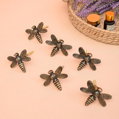 Perilla Home Set of 6 Exquisite Metal Dragonfly Cabinet Knob Premium Antique Gold Finish Decorative Hardware for Doors Drawers and Furniture Durable Intricate Design for Elegant Home Decor - Image 3