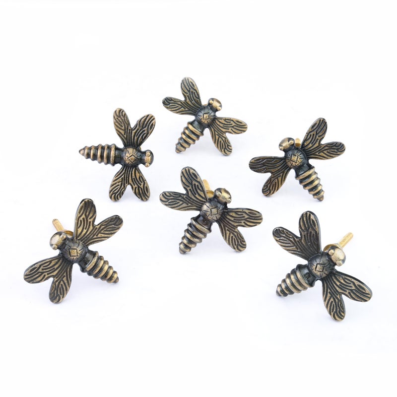Perilla Home Set of 6 Exquisite Metal Dragonfly Cabinet Knob Premium Antique Gold Finish Decorative Hardware for Doors Drawers and Furniture Durable Intricate Design for Elegant Home Decor - Image 2
