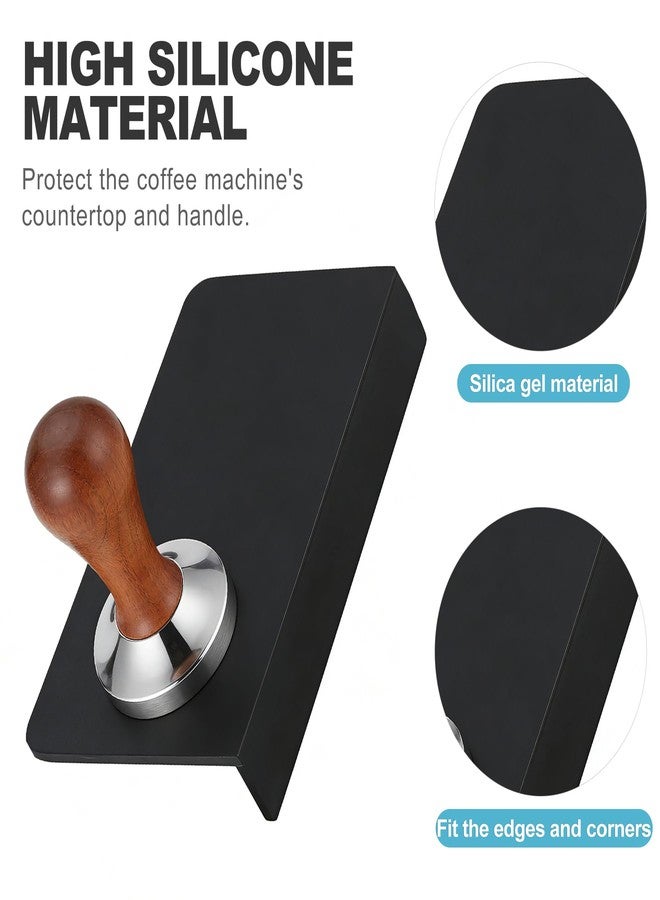 CoguZed Silicone Espresso Tamping Mat, L-Shaped Corner Edge Coffee Tamper Pad, Non-Slip Espresso Machine Accessories for Barista Station Countertop Protection, Black - Image 3