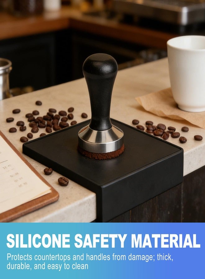 CoguZed Silicone Espresso Tamping Mat, L-Shaped Corner Edge Coffee Tamper Pad, Non-Slip Espresso Machine Accessories for Barista Station Countertop Protection, Black - Image 5