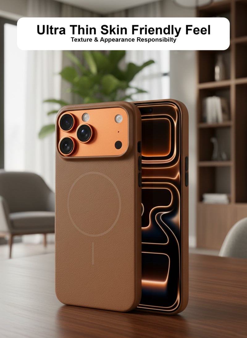 غطاء حماية خلفي من الجلد الفاخر لهاتف Apple iPhone 17 Pro Max - مقاوم للصدمات، مضاد لبصمات الأصابع، غطاء خلفي ناعم لطيف على البشرة لهاتف Apple iPhone 17 Pro Max، حماية خلفية متينة، تصميم أنيق - Image 3