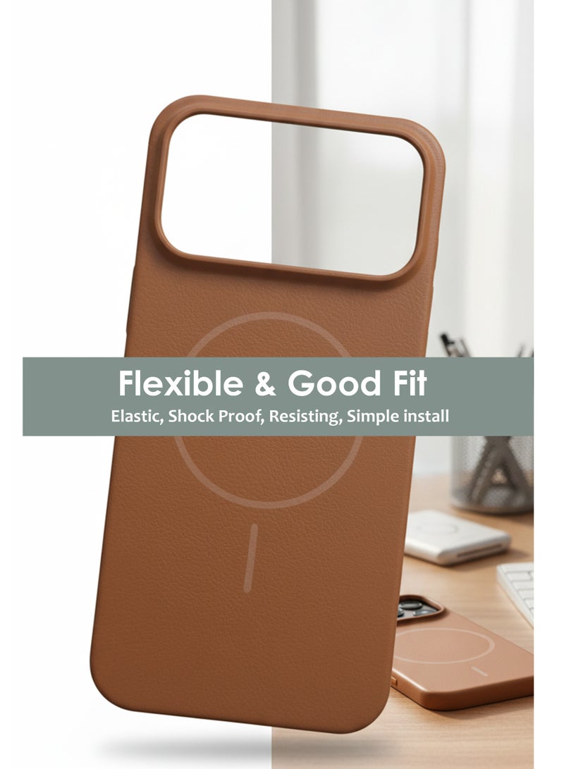 غطاء حماية خلفي من الجلد الفاخر لهاتف Apple iPhone 17 Pro Max - مقاوم للصدمات، مضاد لبصمات الأصابع، غطاء خلفي ناعم لطيف على البشرة لهاتف Apple iPhone 17 Pro Max، حماية خلفية متينة، تصميم أنيق - Image 2