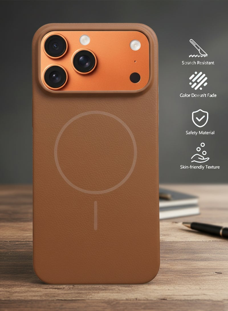 غطاء حماية خلفي من الجلد الفاخر لهاتف Apple iPhone 17 Pro Max - مقاوم للصدمات، مضاد لبصمات الأصابع، غطاء خلفي ناعم لطيف على البشرة لهاتف Apple iPhone 17 Pro Max، حماية خلفية متينة، تصميم أنيق - Image 4