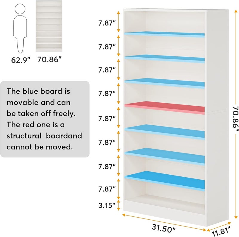Tribesigns Shoe Cabinet, 9 Tiers 40-45 Pairs Heavy Duty Wood Freestanding Shoe Storage Cabinet, 180cm Tall Shoe Cabinet with Open Storage for Entryway, White - Image 2