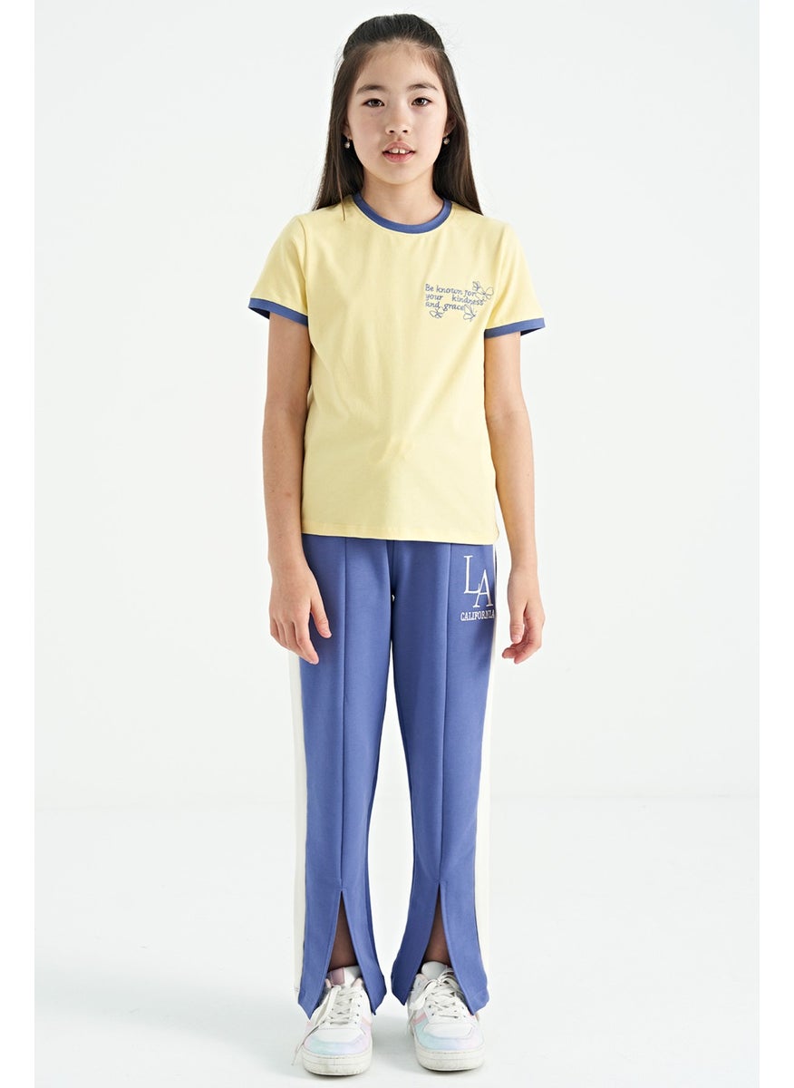Tommy Life - Yellow Minimal Text Printed O Neck Casual Short Sleeve Girls T-Shirt - 75110 - Image 1