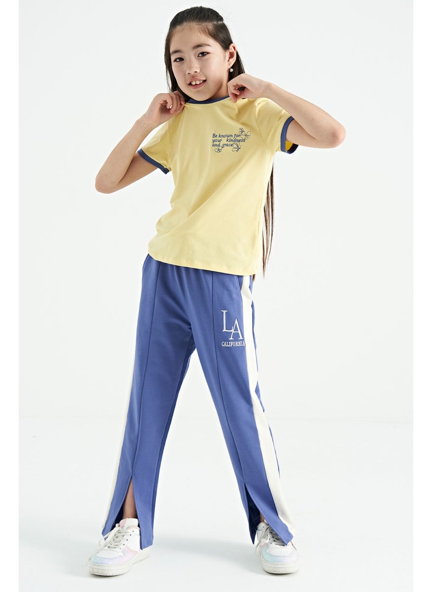 Tommy Life - Yellow Minimal Text Printed O Neck Casual Short Sleeve Girls T-Shirt - 75110 - Image 1