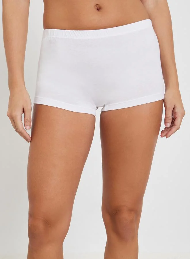 Styli Styli Pack of 4 - Solid Cotton Elastic Waistband Boyshorts